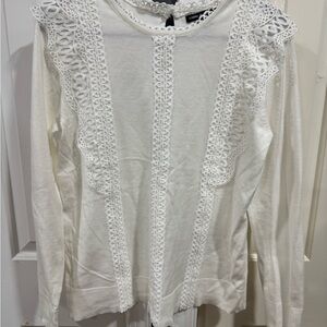 Cable & Gauge White Lace Detail Sweater